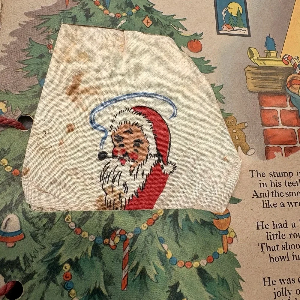 Antique Santa Claus Cover THE NIGHT BEFORE CHRISTMAS HANKIES 1941 Ephemera